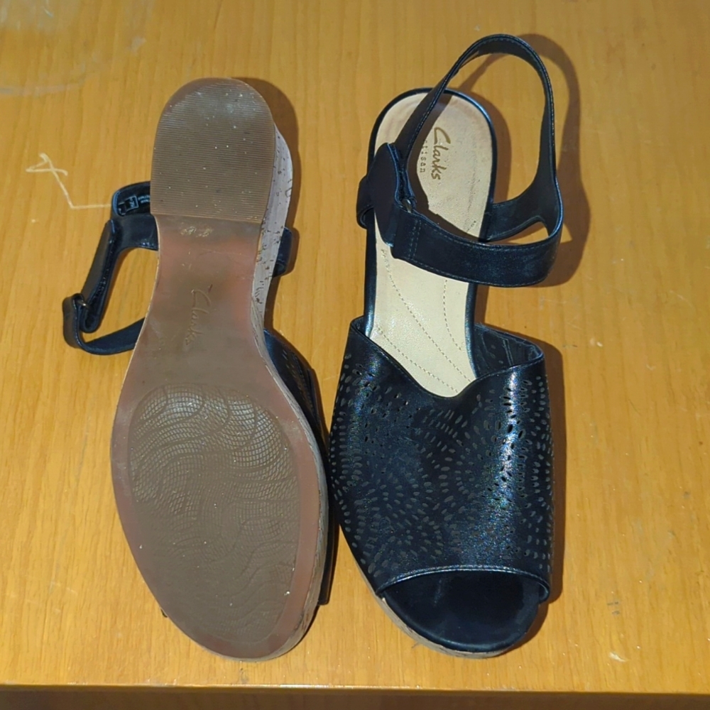 Clarks Artisan Cork Sole Platform Sandals Gem